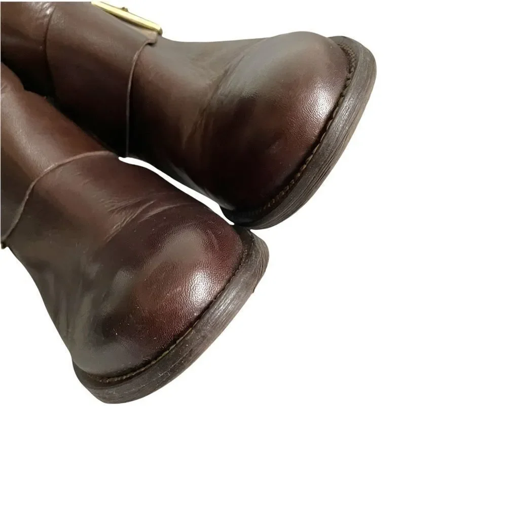 BROWNS B2 Brown Leather Ankle Boots Buckles 38